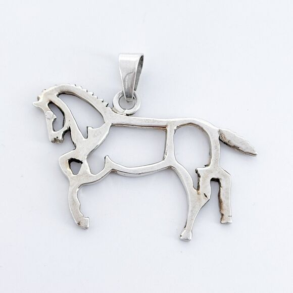 Vintage Sterling Silver 925 Openwork Horse Pendant - Picture 3 of 8